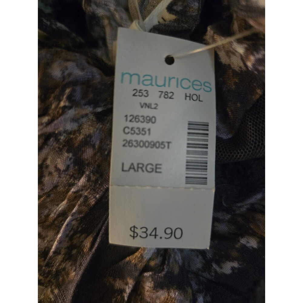 MAURICES WOMENS PURPLE SHEER TOP/BLOUSE LARGE L - Picture 2 of 2